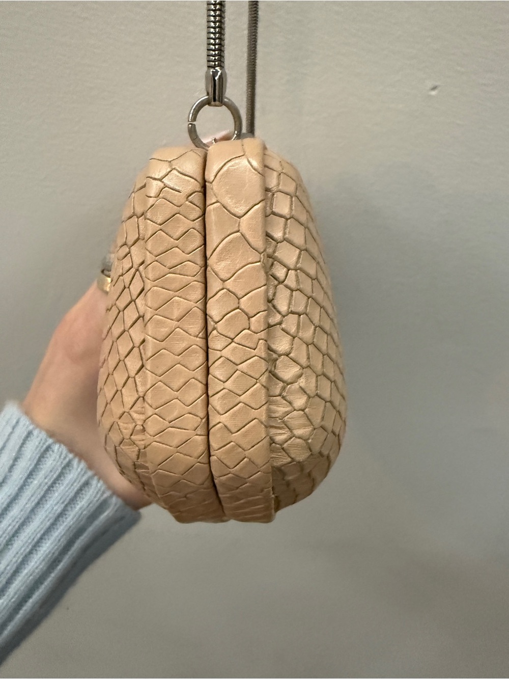 Rebecca Minkoff Neutral Python-Embossed Clutch Handbag - Picture 6 of 12